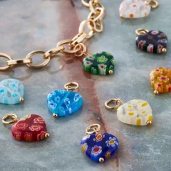 Millefiori Glass Heart Charms by Bead Landing­™