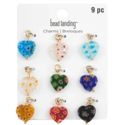 Millefiori Glass Heart Charms by Bead Landing­™