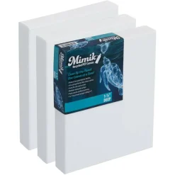 Mimik Recycled Stretched Canvas -  Box of 3 - Made from Recycled PET Plastic Bottles - Durable Archival Weave - Triple Acrylic Primed Painting Canvases - 400gsm, 1-1/2 in Deep Pine Stretchers