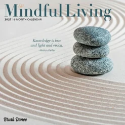 Mindful Living | 2027 7 x 14 Inch (Hanging) Monthly Mini Wall Calendar