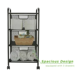 Mind Reader Black 3 Drawer Mesh Rolling Cart