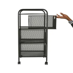 Mind Reader Black 3 Drawer Mesh Rolling Cart