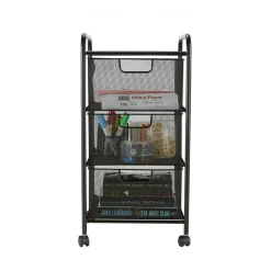 Mind Reader Black 3 Drawer Mesh Rolling Cart