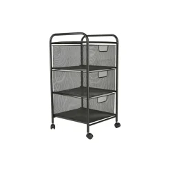 Mind Reader Black 3 Drawer Mesh Rolling Cart