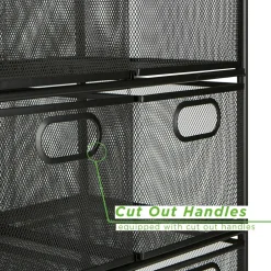 Mind Reader Black 6-Drawer Metal Rolling File Cart