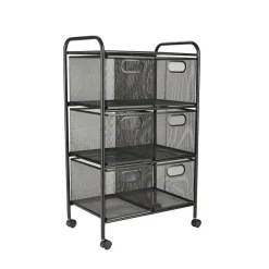 Mind Reader Black 6-Drawer Metal Rolling File Cart