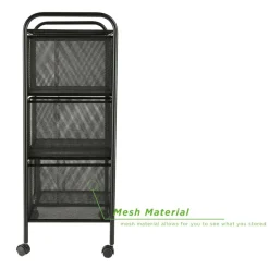 Mind Reader Black 6-Drawer Metal Rolling File Cart