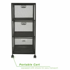 Mind Reader Black 3 Drawer Rolling File Cabinet