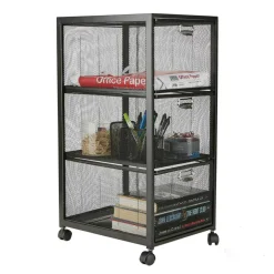 Mind Reader Black 3 Drawer Rolling File Cabinet