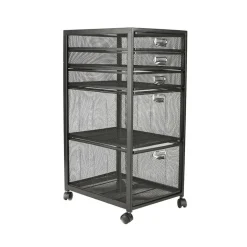 Mind Reader Black 5-Drawer Rolling File Cabinet