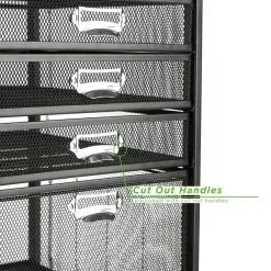 Mind Reader Black 5-Drawer Rolling File Cabinet