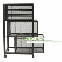 Mind Reader Black 5-Drawer Rolling File Cabinet