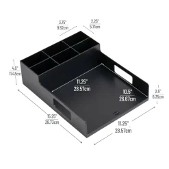 Mind Reader Black Plastic Utensil, Napkin & Plate Serving Tray