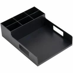 Mind Reader Black Plastic Utensil, Napkin & Plate Serving Tray