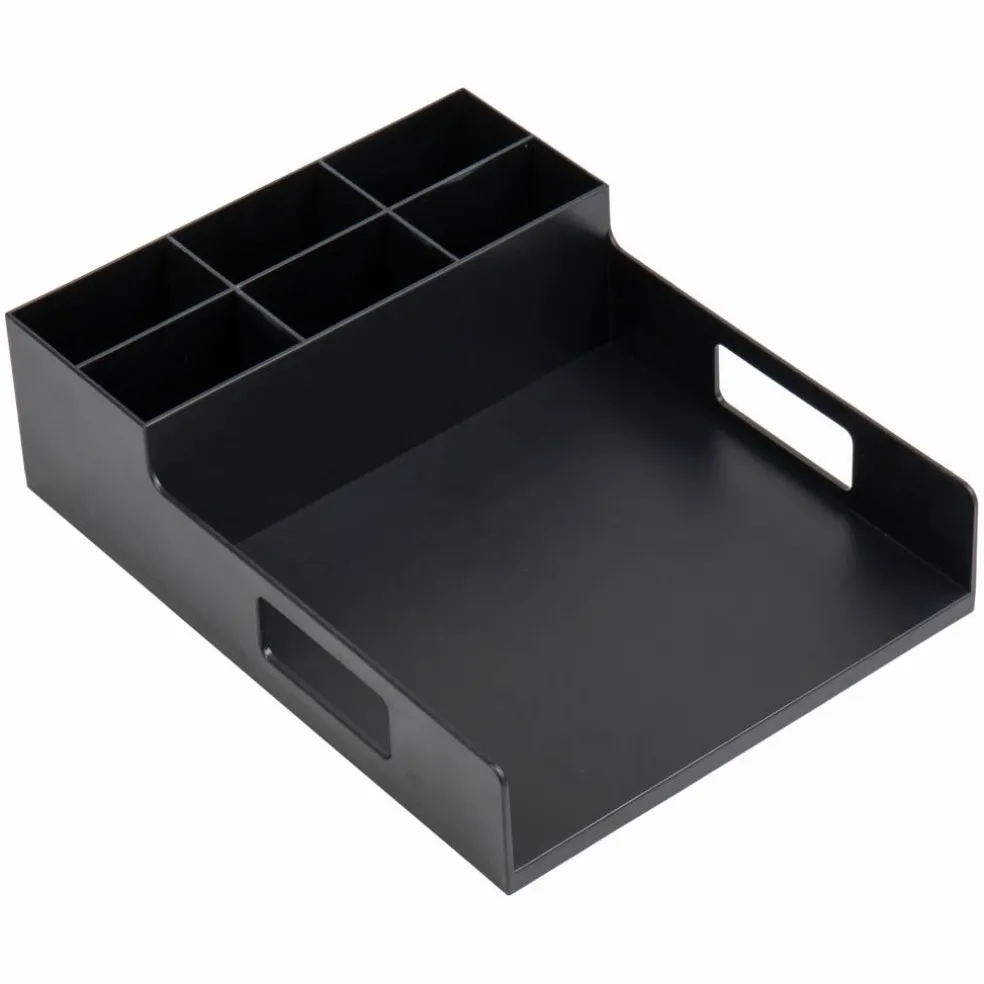 Mind Reader Black Plastic Utensil, Napkin & Plate Serving Tray