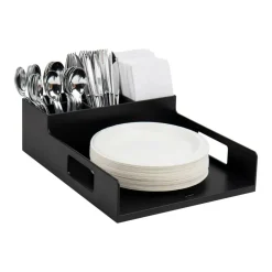 Mind Reader Black Plastic Utensil, Napkin & Plate Serving Tray