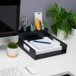 Mind Reader Black Plastic Utensil, Napkin & Plate Serving Tray
