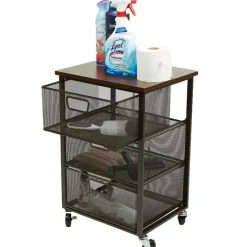 Mind Reader Black 3-Tier Metal Rolling File Cart with Drawers