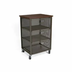 Mind Reader Black 3-Tier Metal Rolling File Cart with Drawers