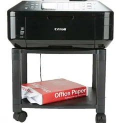 Mind Reader 15" Black  2-Tier Shelf Adjustable Printer Stand with Wheels