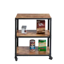 Mind Reader 30" Brown & Black 3-Tier Rolling Bar Cart