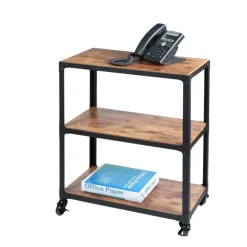 Mind Reader 30" Brown & Black 3-Tier Rolling Bar Cart