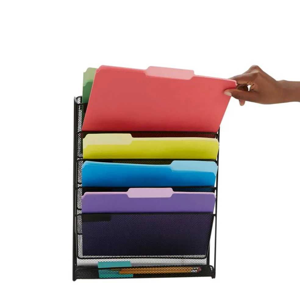 Mind Reader 6 Compartment Vertical Hanging Wall File & Chart Organizer