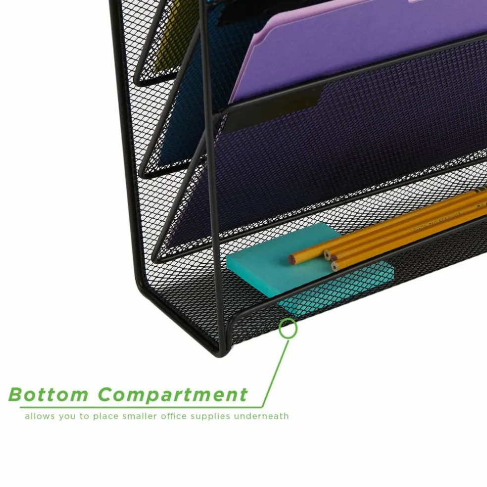 Mind Reader 6 Compartment Vertical Hanging Wall File & Chart Organizer