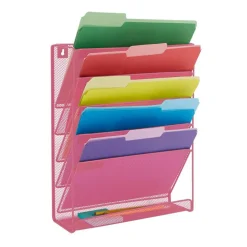 Mind Reader 6 Compartment Vertical Hanging Wall File & Chart Organizer