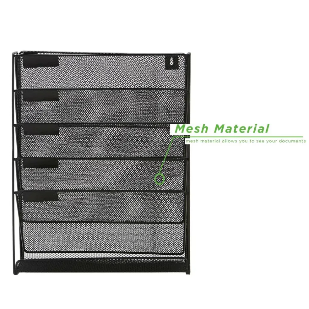 Mind Reader 6 Compartment Vertical Hanging Wall File & Chart Organizer