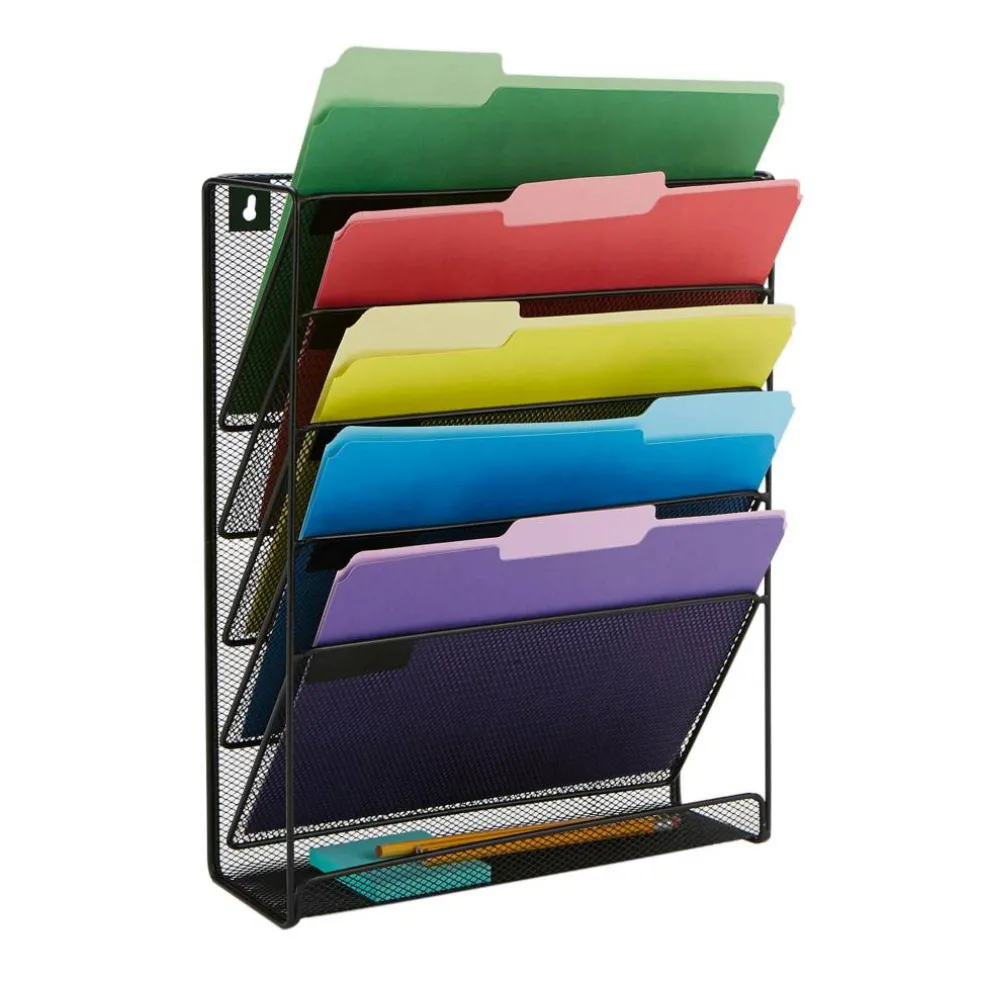 Mind Reader 6 Compartment Vertical Hanging Wall File & Chart Organizer