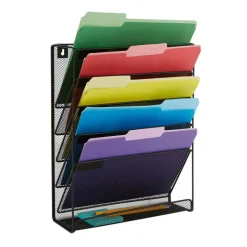 Mind Reader 6 Compartment Vertical Hanging Wall File & Chart Organizer