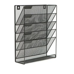 Mind Reader 6 Compartment Vertical Hanging Wall File & Chart Organizer