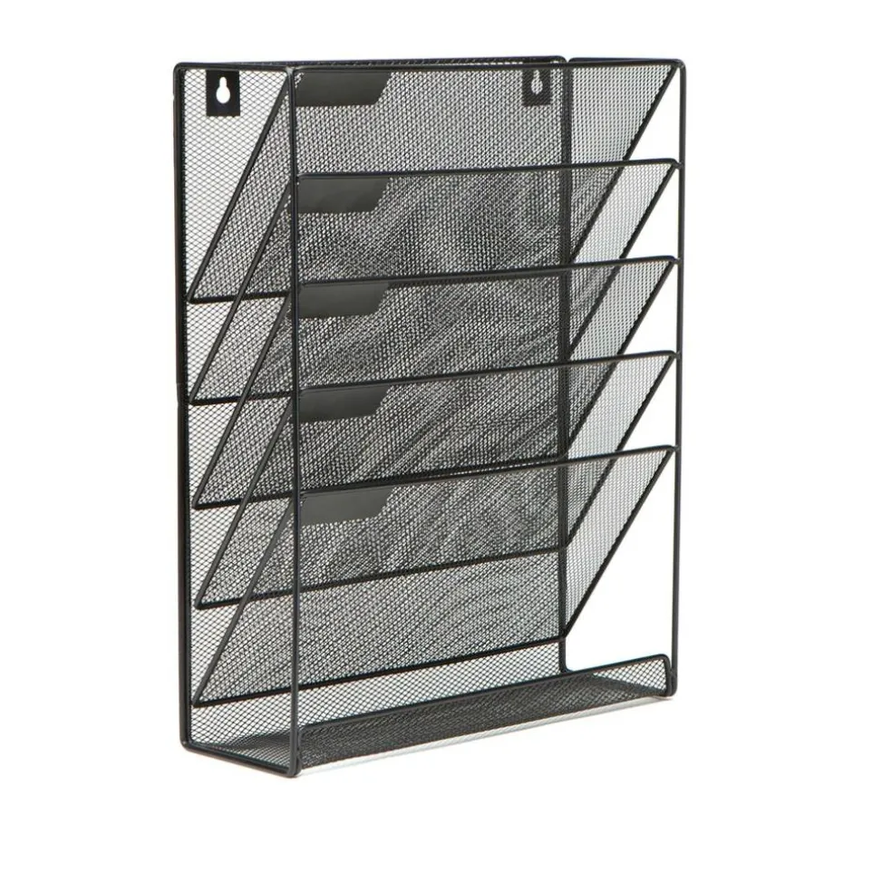 Mind Reader 6 Compartment Vertical Hanging Wall File & Chart Organizer