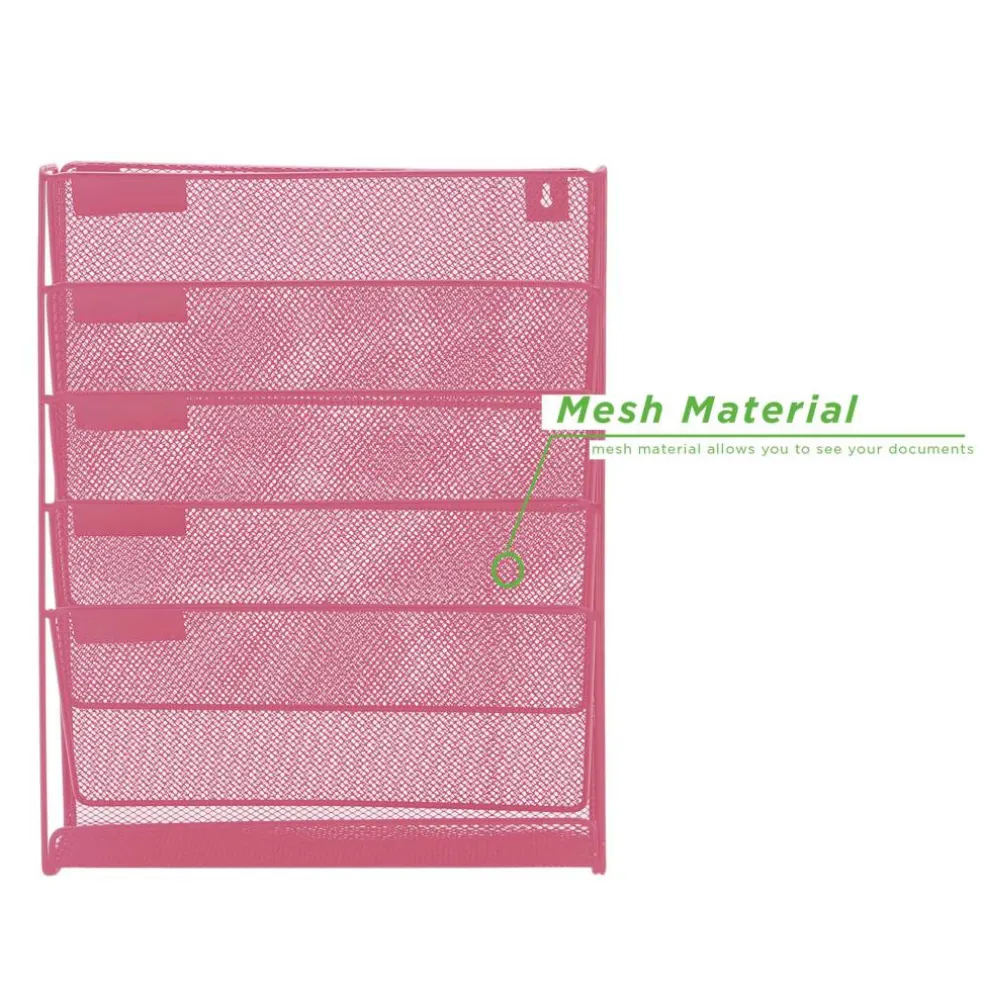 Mind Reader 6 Compartment Vertical Hanging Wall File & Chart Organizer