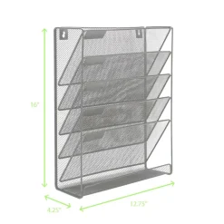 Mind Reader 6 Compartment Vertical Hanging Wall File & Chart Organizer