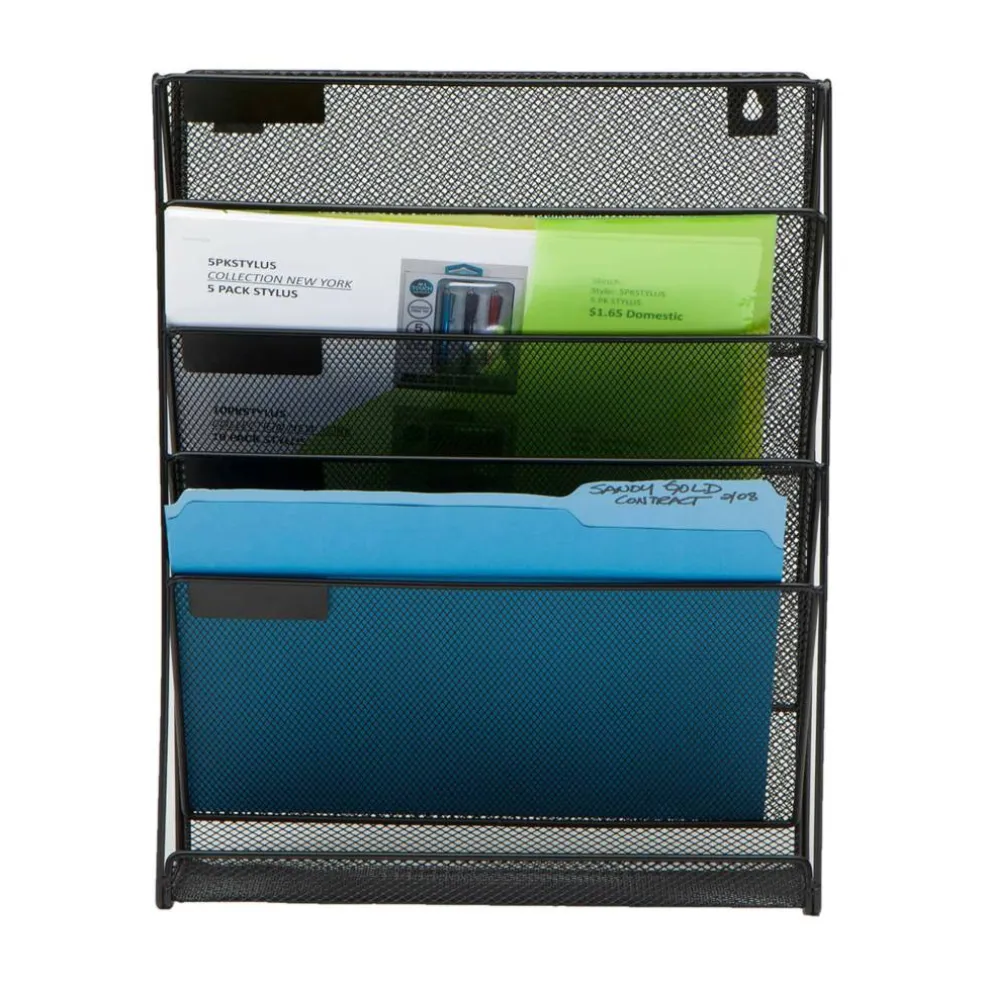 Mind Reader 6 Compartment Vertical Hanging Wall File & Chart Organizer