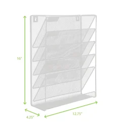 Mind Reader 6 Compartment Vertical Hanging Wall File & Chart Organizer