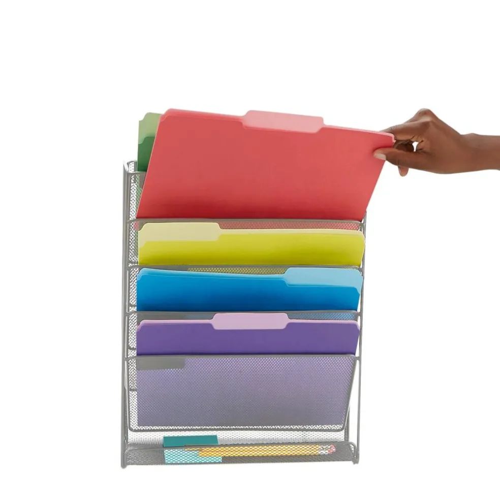 Mind Reader 6 Compartment Vertical Hanging Wall File & Chart Organizer