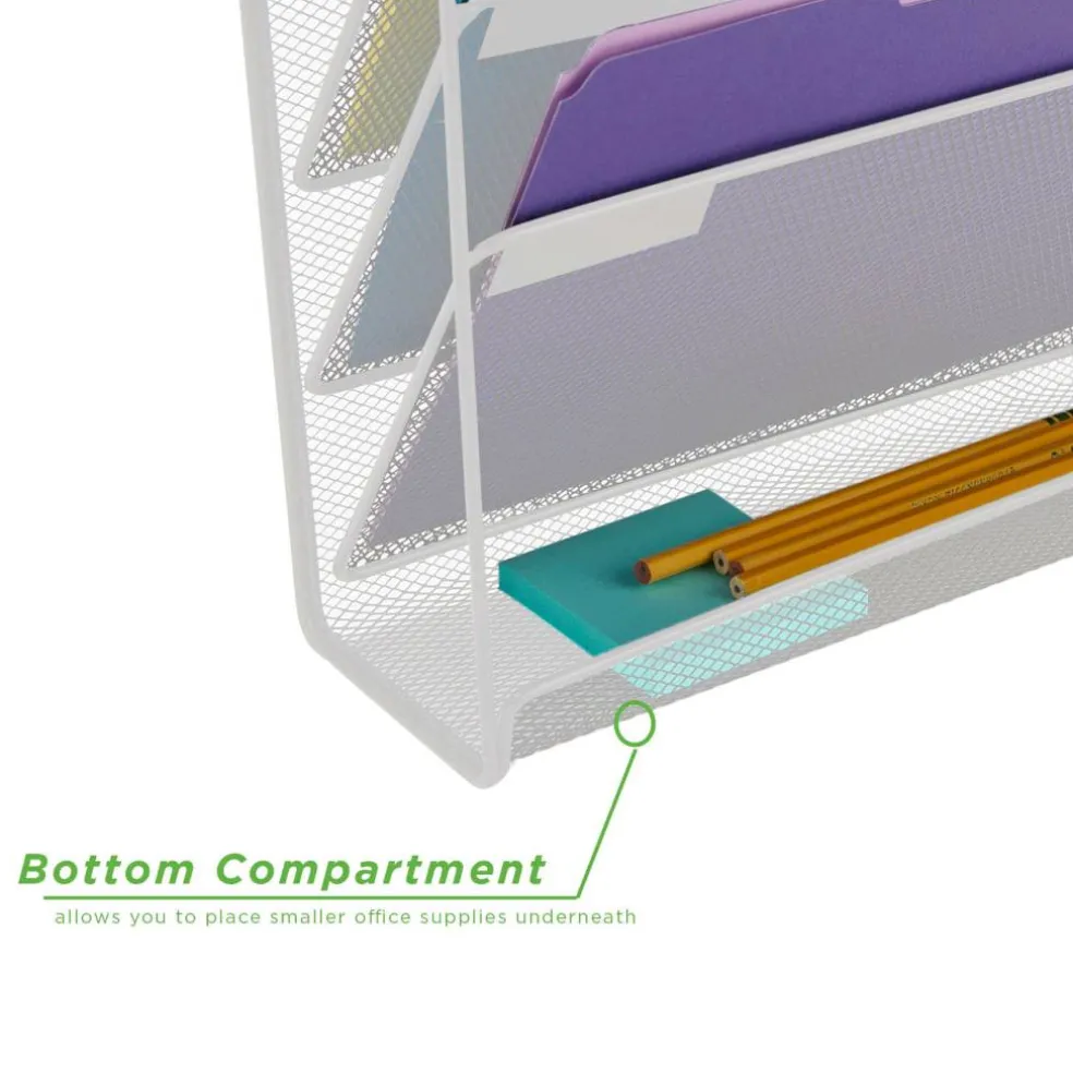 Mind Reader 6 Compartment Vertical Hanging Wall File & Chart Organizer