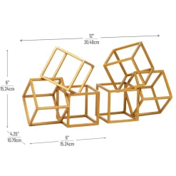 Mind Reader Decorative Geometric Cube Bookends, Modern Book Holders, Office Decor, Metal, Set of 2, Gold