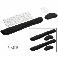 Mind Reader Harmony Collection Black Ergonomic Wrist Rest Sets for Keyboard & Mouse, 3ct.