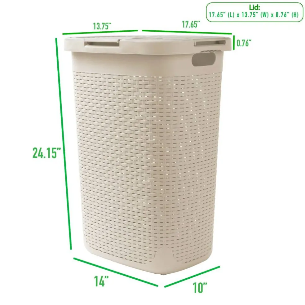 Mind Reader 60L Hamper Laundry Basket with Cutout Handles