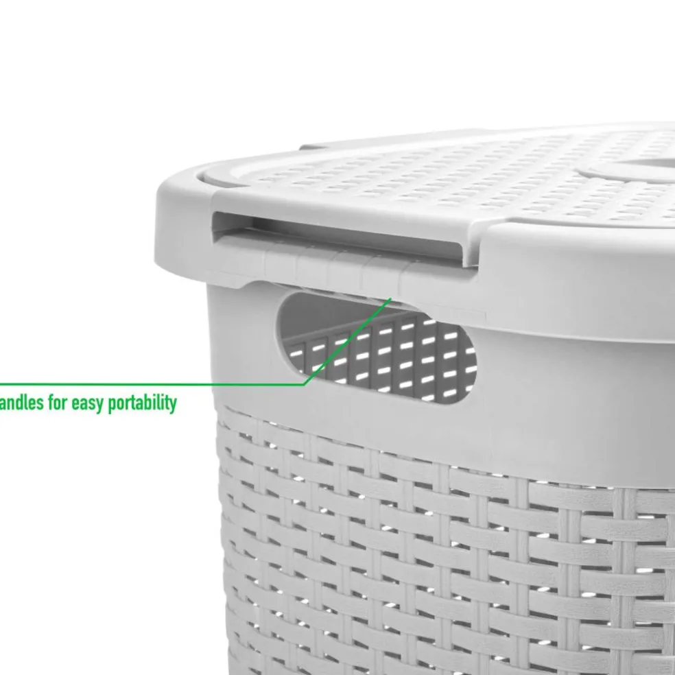 Mind Reader 60L Hamper Laundry Basket with Cutout Handles