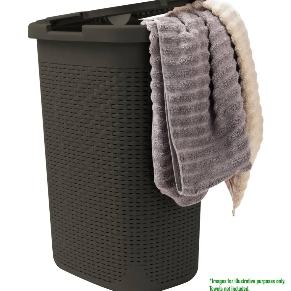 Mind Reader 60L Hamper Laundry Basket with Cutout Handles