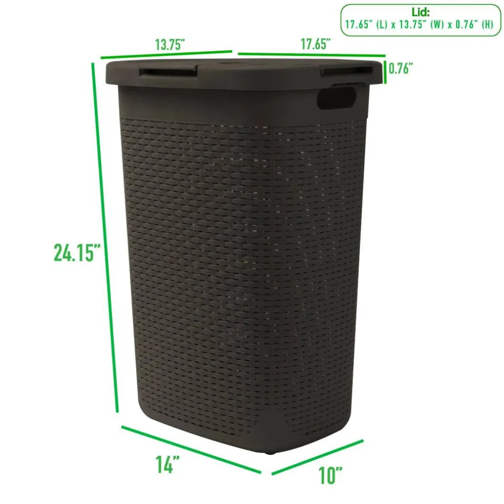 Mind Reader 60L Hamper Laundry Basket with Cutout Handles