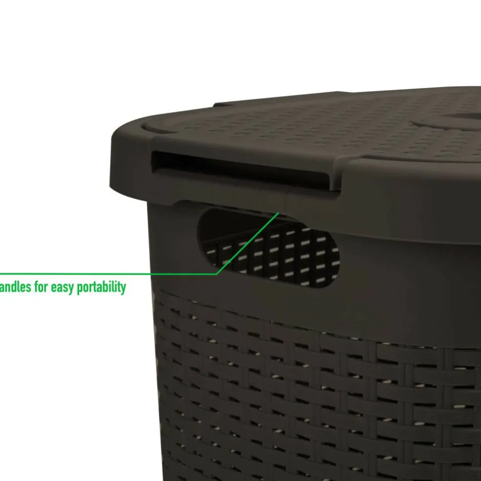 Mind Reader 60L Hamper Laundry Basket with Cutout Handles