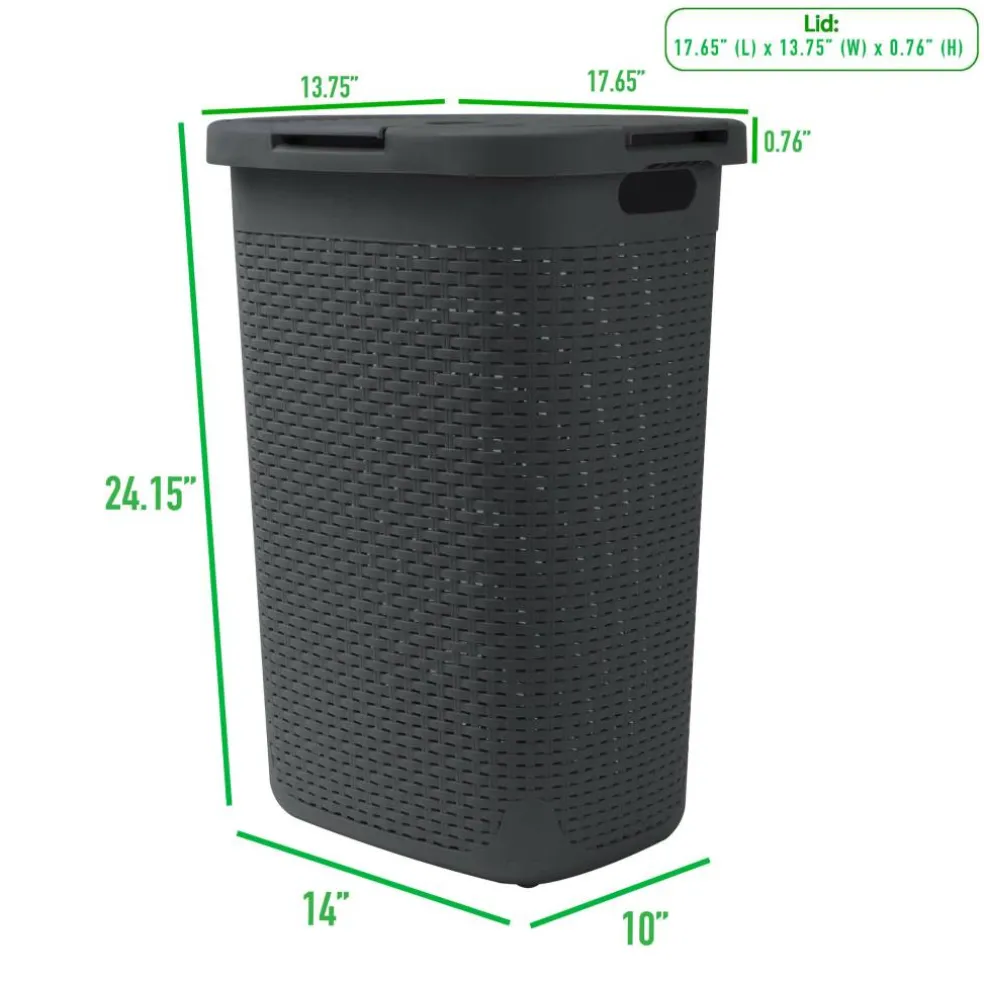 Mind Reader 60L Hamper Laundry Basket with Cutout Handles
