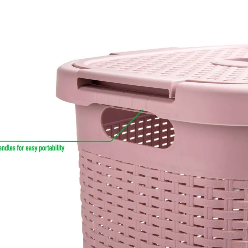 Mind Reader 60L Hamper Laundry Basket with Cutout Handles