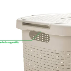 Mind Reader 60L Hamper Laundry Basket with Cutout Handles